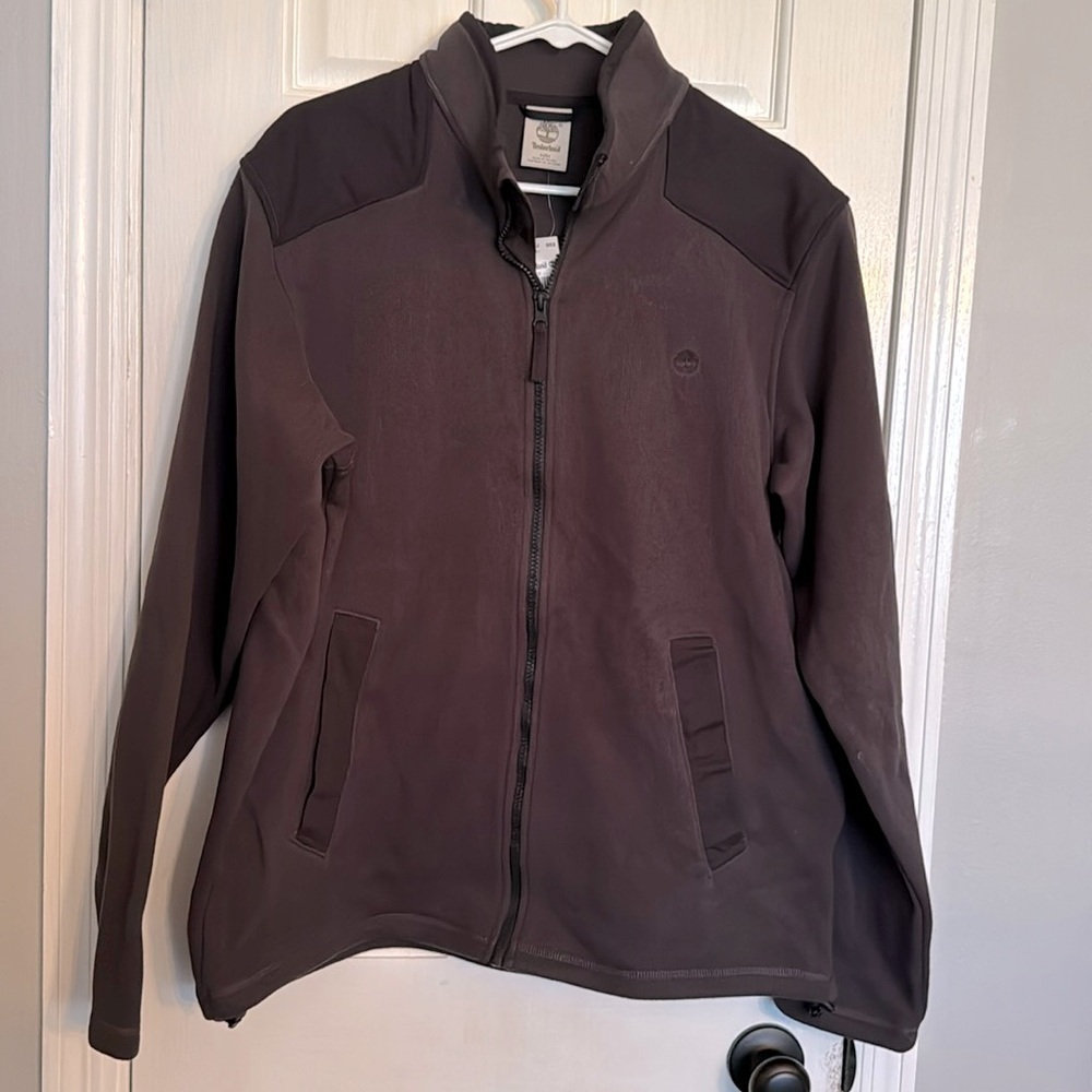Timberland hooded black charcoal zip up jacket NWT M